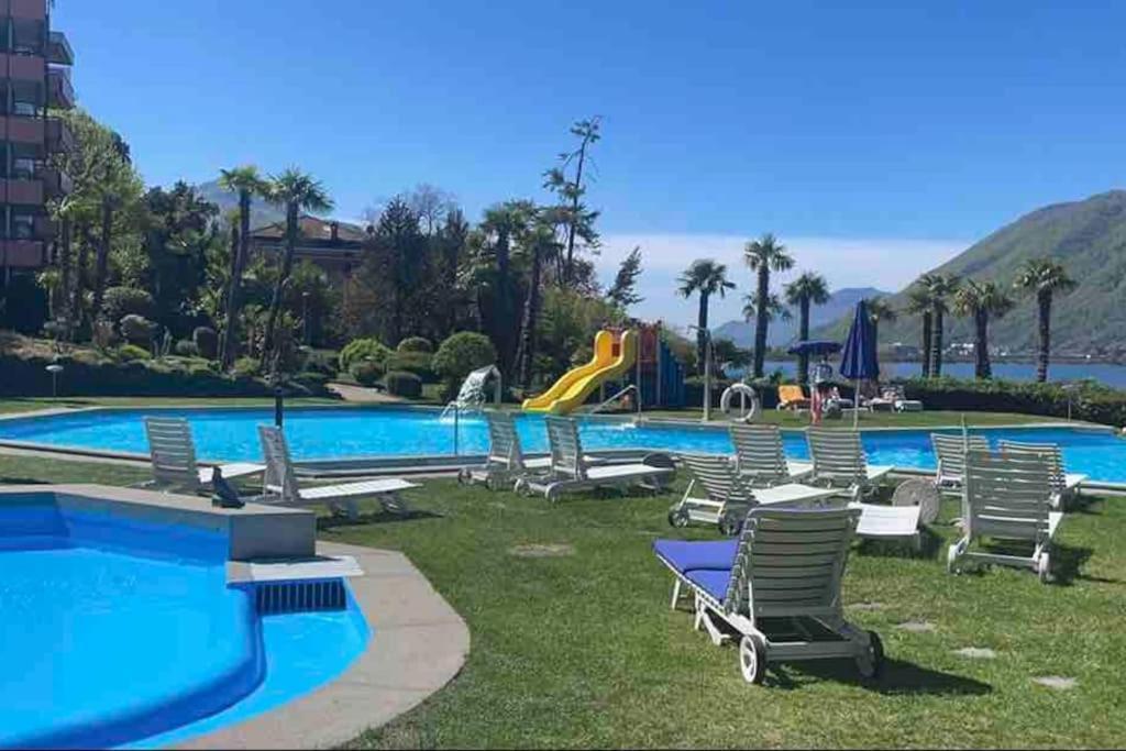Appartamento Con Piscina E Sauna Bissone Eksteriør billede